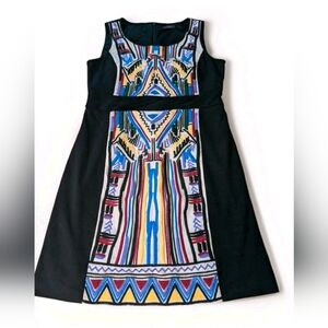 THML Black Dress with Vibrant Geometric Design